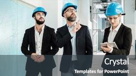  Presentation with buildings engineering construction engineers - Amazing PPT layouts having engineers in hardhats have conversation backdrop and a  colored foreground