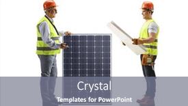  Presentation with solar - Presentation theme having engineers-looking-at-a-blueprint background and a gray colored foreground