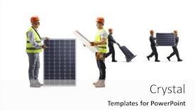  Presentation with photovoltaic - Slides with engineers-looking-at-a-plan background and a white colored foreground