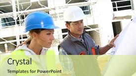  Presentation with building plans - PPT layouts having engineers on building site checking background and a  colored foreground