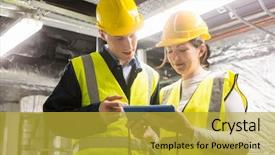  Presentation with temperature - Colorful PPT theme enhanced with engineers working in temperature control backdrop and a gold colored foreground