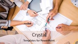  Presentation with team meeting - Slides with engineers working on construction project background and a lemonade colored foreground