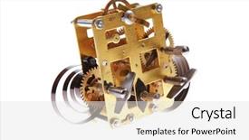  Presentation with mechanism - Audience pleasing PPT theme consisting of clockmanufacturing - image of clock mechanism inside backdrop and a light gray colored foreground