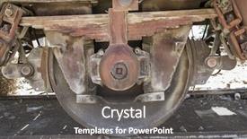  Presentation with machinery - Presentation enhanced with close up view piston - old freight train metal machinery background and a gray colored foreground