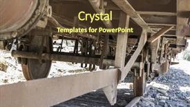  Presentation with machinery - Beautiful presentation featuring close up view piston - old freight train metal machinery backdrop and a tawny brown colored foreground