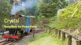  Presentation with steam - Colorful presentation theme enhanced with the narrow gauge railway backdrop and a tawny brown colored foreground