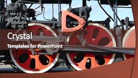  Presentation with steam - Beautiful PPT layouts featuring steam locomotive detail with cranks backdrop and a tawny brown colored foreground