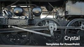  Presentation with steam - Audience pleasing PPT theme consisting of classic industrial age - steam locomotive rolling by close backdrop and a dark gray colored foreground