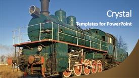  Presentation with russian - Slides having very old russian locomotive background and a teal colored foreground