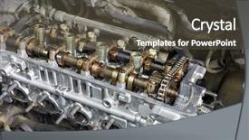  Presentation with car engine - Colorful presentation theme enhanced with camshaft - closeup of gasoline car engine backdrop and a dark gray colored foreground