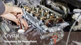  Presentation with nut - Slide deck featuring wrench while repairing engine background and a violet colored foreground