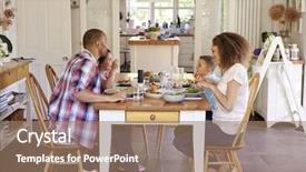  Presentation with ready to eat meal delivery - Theme enhanced with family at home eating meal background and a coral colored foreground