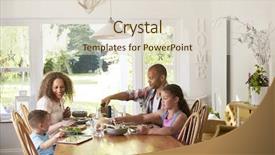  Presentation with kitchen - Slide deck featuring family at home eating meal background and a lemonade colored foreground
