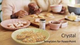  Presentation with cookies - Beautiful PPT layouts featuring  backdrop and a  colored foreground