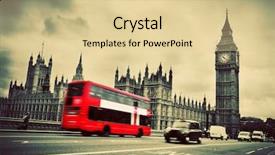  Presentation with bus - Presentation theme consisting of england in vintage retro style background and a blonde colored foreground