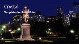  Presentation with george washington - Slide set with england revolution - george washington statue in boston background and a navy blue colored foreground