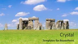  Presentation with stonehenge - Colorful theme enhanced with england united kingdom unesco world backdrop and a yellow colored foreground