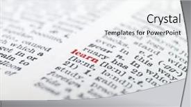  Presentation with dictionary - PPT theme enhanced with words english - word 'learn' highlighted background and a white colored foreground
