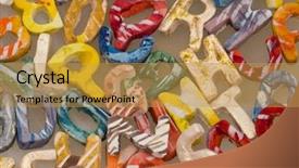  Presentation with language arts - Slides consisting of english alphabet clay letters background background and a gold colored foreground