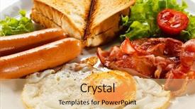  Presentation with english - Amazing slide deck having english breakfast - toast egg bacon backdrop and a yellow colored foreground