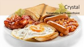  Presentation with fresh toast sandwiches egg - Colorful presentation theme enhanced with english breakfast - toast egg bacon backdrop and a yellow colored foreground