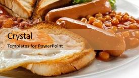  Presentation with fresh toast sandwiches egg - Slide set having english breakfast - toast egg bacon background and a  colored foreground