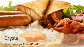  Presentation with english - Colorful presentation design enhanced with english breakfast - toast egg bacon backdrop and a  colored foreground