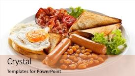  Presentation with english - Presentation theme featuring english breakfast - toast egg bacon background and a coral colored foreground