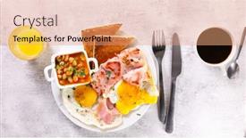  Presentation with coffee cup - Theme consisting of english-breakfast-with-egg-bacon background and a coral colored foreground