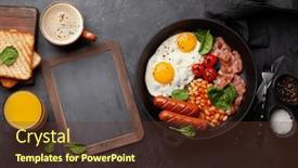  Presentation with sausages - Presentation featuring english-breakfast-with-fried-eggs background and a tawny brown colored foreground