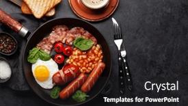  Presentation with sausages - Presentation theme consisting of english-breakfast-with-fried-eggs background and a dark gray colored foreground