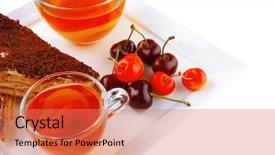  Presentation with tea party - Theme featuring english cake and tea background and a coral colored foreground