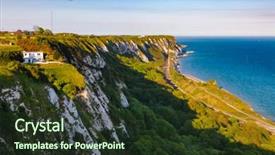  Presentation with strait - Amazing presentation design having english channel near dover town backdrop and a tawny brown colored foreground