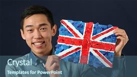  Presentation with young college student diagnosis of chlamydia - Beautiful slide set featuring english chinese language - young asian student showing uk backdrop and a ocean colored foreground