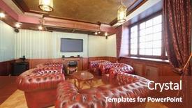  Presentation with cigar - Cool new PPT theme with english cigar room with red backdrop and a tawny brown colored foreground