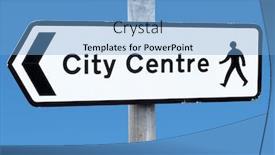  Presentation with english - Presentation having uk symbol england black - english city centre direction sign background and a light blue colored foreground