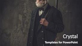  Presentation with hunting double barrel vintage shotgun - Cool new presentation theme with english civil war - senior hunter with a shotgun backdrop and a dark gray colored foreground