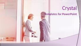  Presentation with conference - Beautiful theme featuring english conversation - business people entering into conference backdrop and a lemonade colored foreground