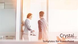  Presentation with conference - Audience pleasing slide deck consisting of english conversation - business people entering into conference backdrop and a lemonade colored foreground