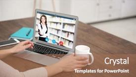  Presentation with video conferencing - Colorful theme enhanced with english conversation - woman video conferencing with tutor backdrop and a coral colored foreground