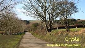  Presentation with country - Cool new presentation design with english countryside - country lane narrow b road backdrop and a tawny brown colored foreground