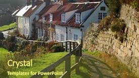  Presentation with english - PPT theme consisting of english countryside - picturesque cottages in sandsend near background and a tawny brown colored foreground