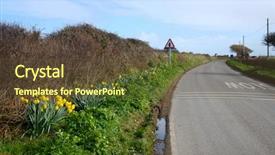  Presentation with country invitation - Cool new PPT theme with english countryside - wild daffodils growing beside backdrop and a tawny brown colored foreground