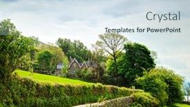  Presentation with english - PPT layouts enhanced with english-countryside-in-spring-lake background and a sky blue colored foreground