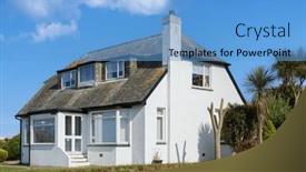  Presentation with english - Presentation design having english-detached-house-with-beautiful background and a teal colored foreground
