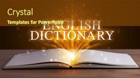  Presentation with dictionary - Slides featuring english-dictionary-inscription-coming-out background and a tawny brown colored foreground