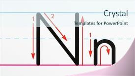  Presentation with letter - Cool new presentation theme with english education - close up of letter n backdrop and a sky blue colored foreground