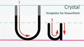  Presentation with page - PPT theme having english education - close up of letter u background and a sky blue colored foreground