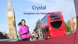  Presentation with united kingdom - PPT layouts enhanced with english exercise - london lifestyle woman running near background and a sky blue colored foreground