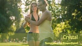  Presentation with dancing - Beautiful slides featuring english exercise - mann turning woman while dancing backdrop and a tawny brown colored foreground